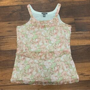 KENAR vintage 90s y2k women’s Silk Sleeveless Tank Layered Tiered Sz Medium